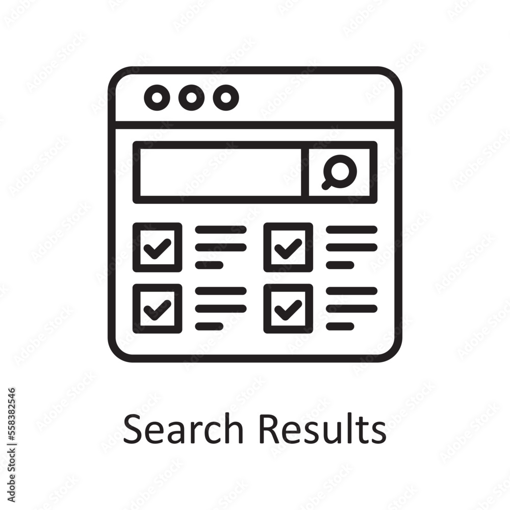 Search Results Vector Outline Icon Design illustration. Design and Development Symbol on White background EPS 10 File Search Results Vector Outline Icon Design illustration. Design and Development Symbol on White background EPS 10 File