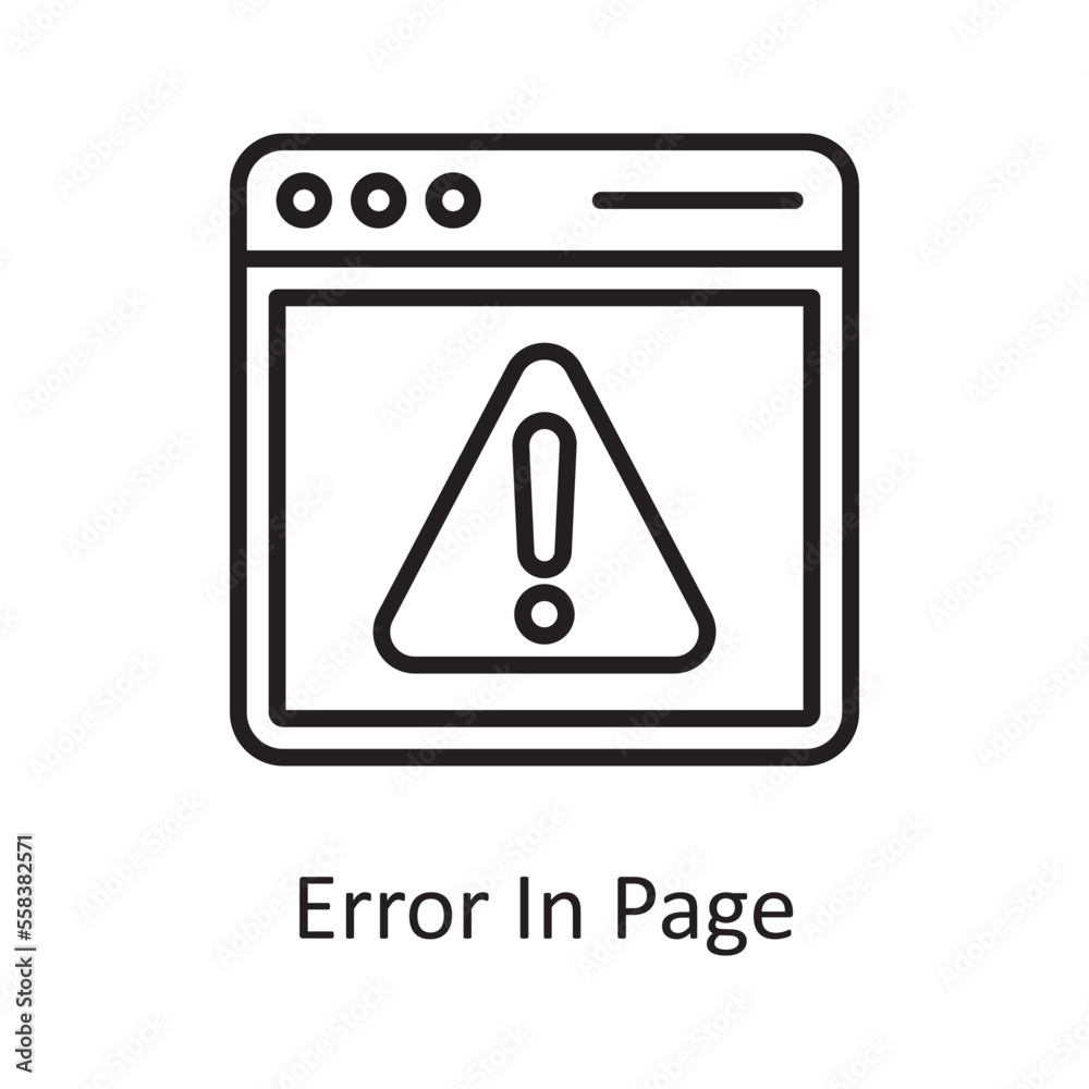 Error in page Vector Outline Icon Design illustration. Design and Development Symbol on White background EPS 10 File Error in page Vector Outline Icon Design illustration. Design and Development Symbol on White background EPS 10 File
