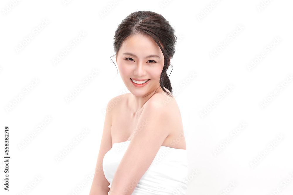 Beautiful young asian woman with clean fresh skin on white background, Face care, Facial treatment, Cosmetology, beauty and spa, Asian women portrait. Beautiful young asian woman with clean fresh skin on white background, Face care, Facial treatment, Cosmetology, beauty and spa, Asian women portrait.