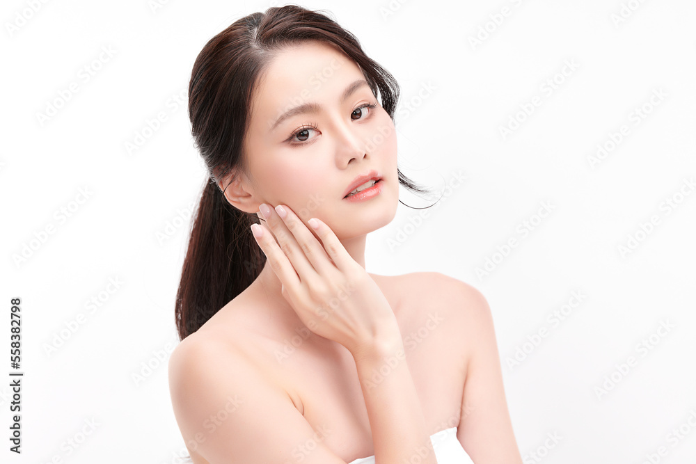 Beautiful young asian woman with clean fresh skin on white background, Face care, Facial treatment, Cosmetology, beauty and spa, Asian women portrait. Beautiful young asian woman with clean fresh skin on white background, Face care, Facial treatment, Cosmetology, beauty and spa, Asian women portrait.