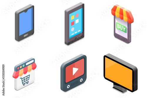 set of isometric 3d icons for devices