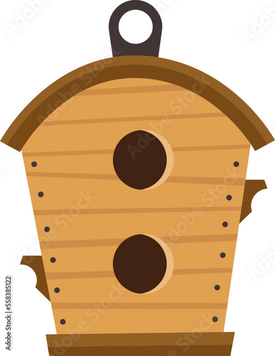 Vintage wooden birdhouse flat icon Feeder for birds