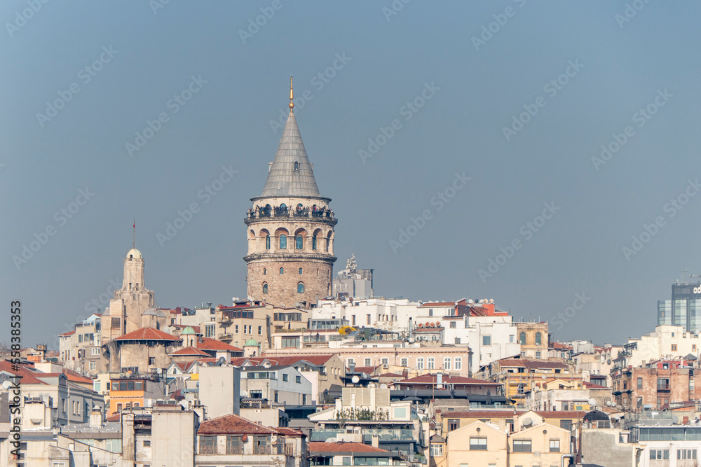View of Galata Tower in Istanbul Turkey