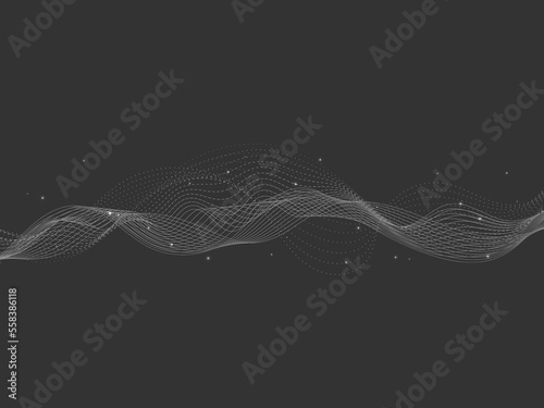 Abstract Modern Frame Background With White Wave Lines. Particle. Light. Technology Backdrop. Vector