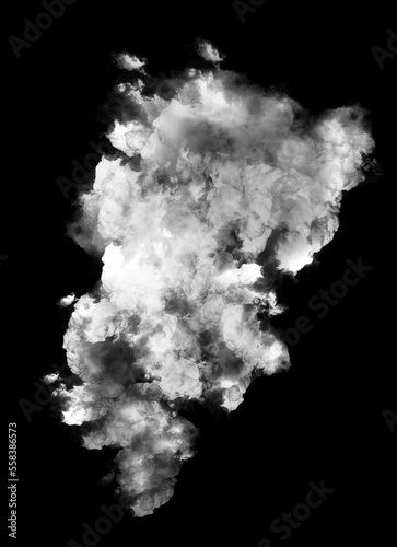 Abstract white puffs of smoke swirls overlay on black background pollution. Royalty high-quality free stock photo image of abstract smoke overlays on black background. White smoke explosion