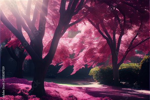 Alley with trees in bloom i...