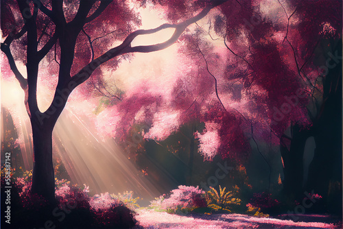 Alley with trees in bloom i...
