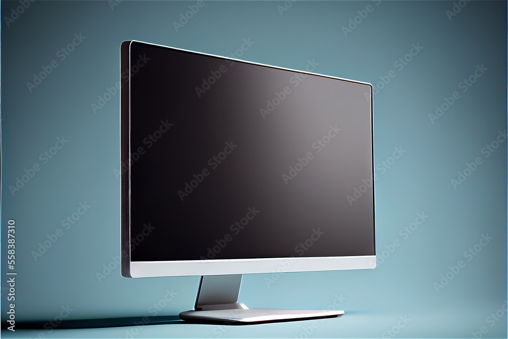 Minimal mock up with a computer screen on a neutral background with lots of copy space, generative AI Minimal mock up with a computer screen on a neutral background with lots of copy space, generative AI