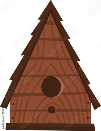 Vintage wooden birdhouse flat icon Feeder for birds