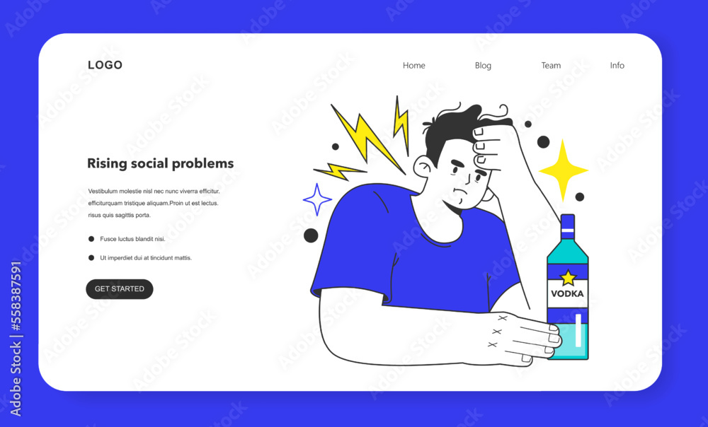 Rising social problems as unemployment consequence web banner Rising social problems as unemployment consequence web banner