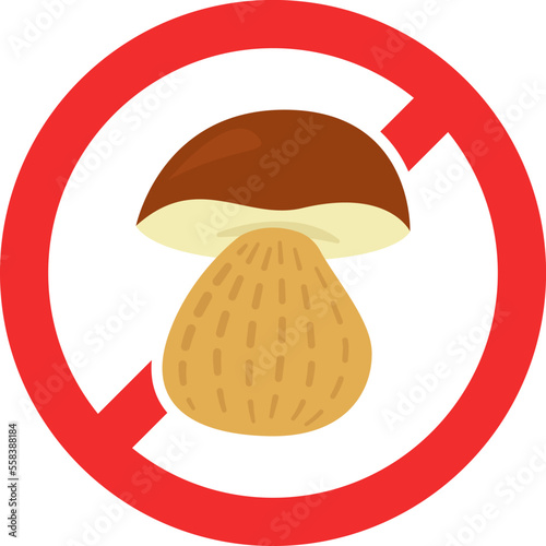 Allergen food flat icon Ban to mushroom