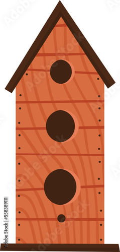 Vintage wooden birdhouse flat icon Feeder for birds