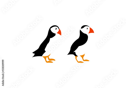 Simple Puffin Logo Design Vector 