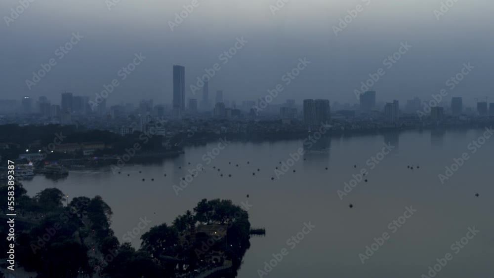 Timelapse sunset view from a rooftop bar in Hanoi, Vietnam Timelapse sunset view from a rooftop bar in Hanoi, Vietnam