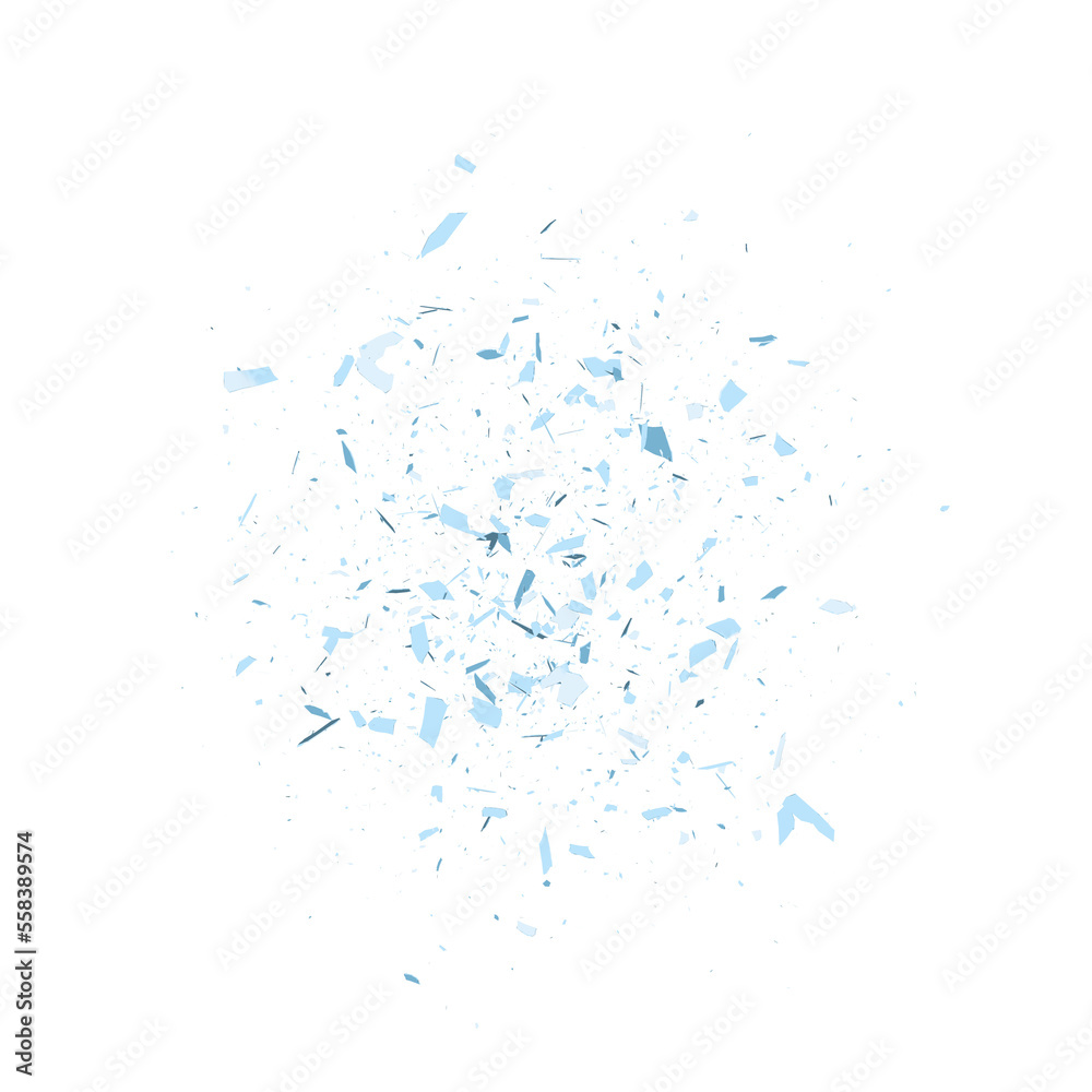 Cartoon glass debris isolated transparent backgound 3d rendering