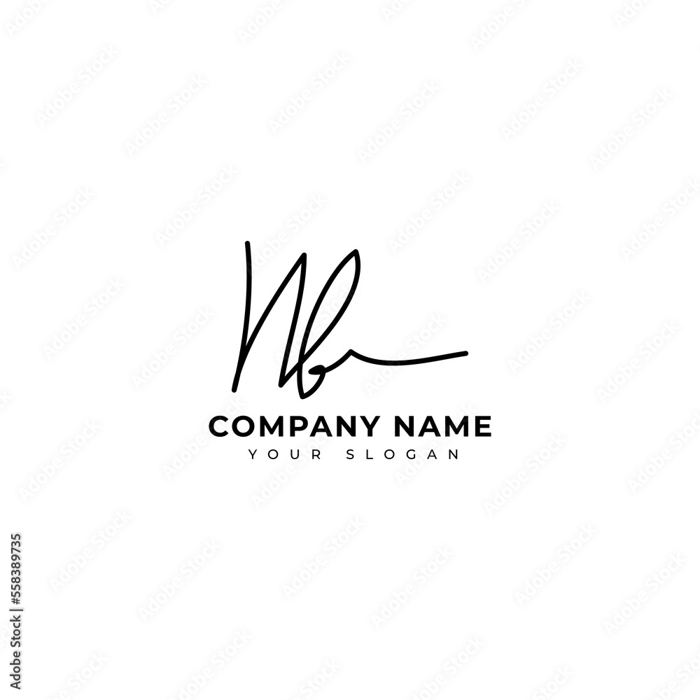 Nb Initial signature logo vector design