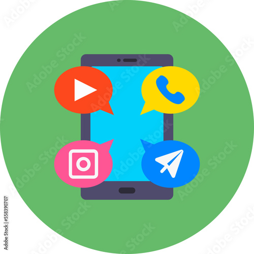 Social Media Multicolor Circle Flat Icon