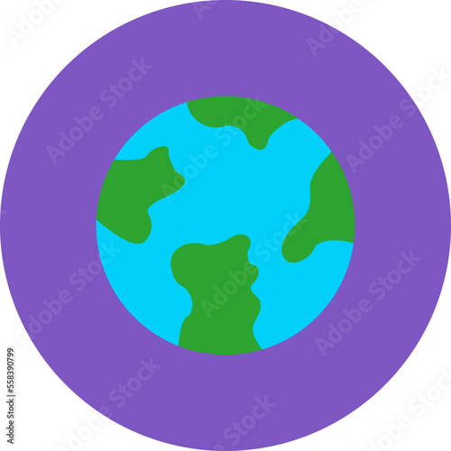 Planet Earth Multicolor Circle Flat Icon