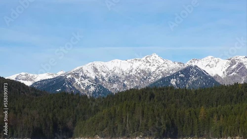 Timelapse of lake Eibsee and Alps in Germany, Bavaria 