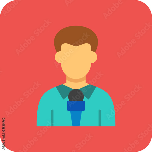 Journalist Multicolor Round Corner Flat Icon