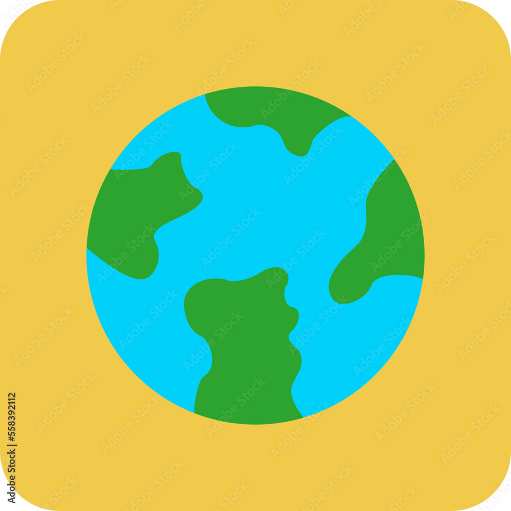 Planet Earth Multicolor Round Corner Flat Icon
