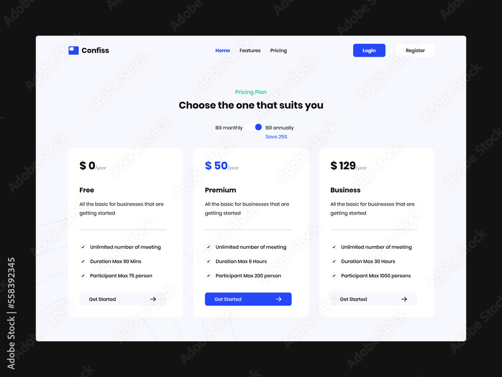 Efficiently Manage Your Virtual Meetings with Our User Interface UI Kit Template for Video Conference Call Pricing Plans and Web Interface Efficiently Manage Your Virtual Meetings with Our User Interface UI Kit Template for Video Conference Call Pricing Plans and Web Interface