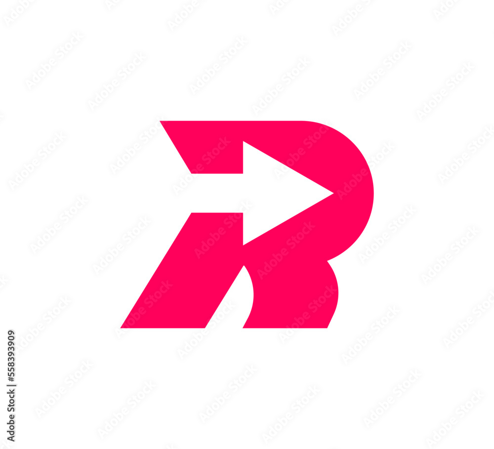 R letter logo moving in arrow direction. Futuristic corporate identity logo, company graphic design. R letter logo moving in arrow direction. Futuristic corporate identity logo, company graphic design.