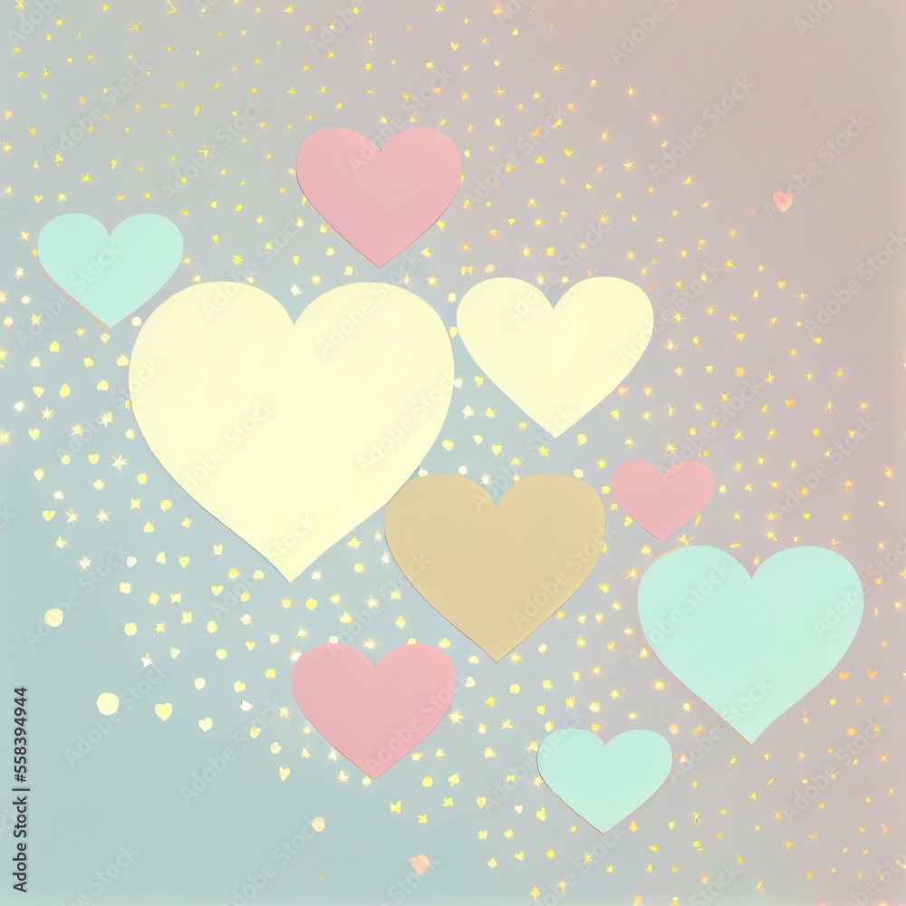 Hearts isolated from the background with pastel colors. Great as valentine's day postcard or background. Hearts isolated from the background with pastel colors. Great as valentine's day postcard or background.