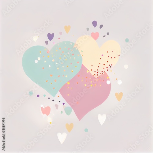 Hearts isolated from the background with pastel colors. Great as valentine's day postcard or background.