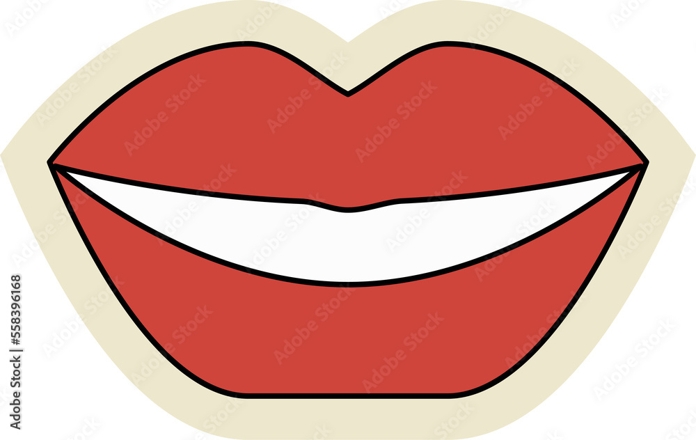 Smil Groovy hippie 70s sticker Funny cartoon lips Trendy retro psychedelic cartoon style Smil Groovy hippie 70s sticker Funny cartoon lips Trendy retro psychedelic cartoon style