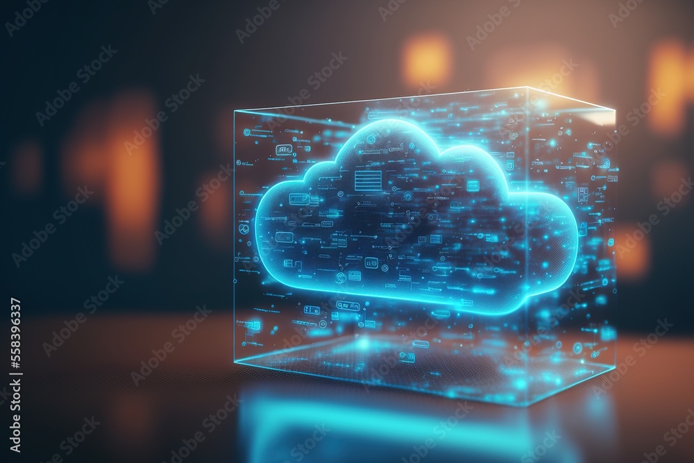 Cloud Storage And Computing Futuristic Symbol Remote Information Cloud storage and computing futuristic symbol remote information