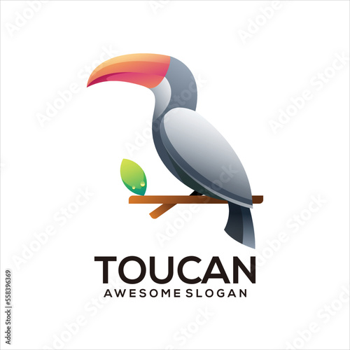 toucan bird colorful gradient design logo