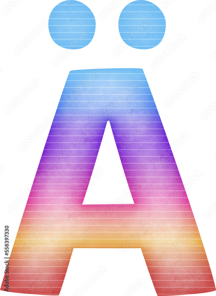 Uppercase Letter Ä Gradient colorful alphabet Uppercase Letter Ä Gradient colorful alphabet