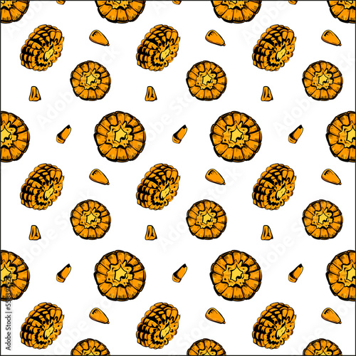 Pattern with corn on a white background