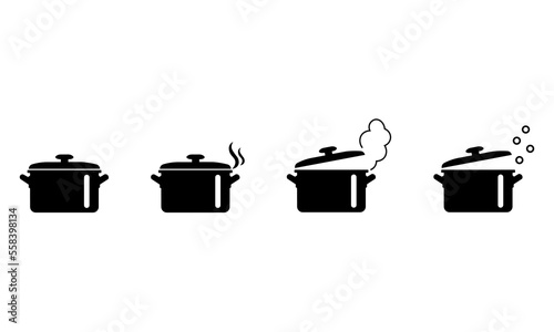black boiling pot icon set with different pairs eps10