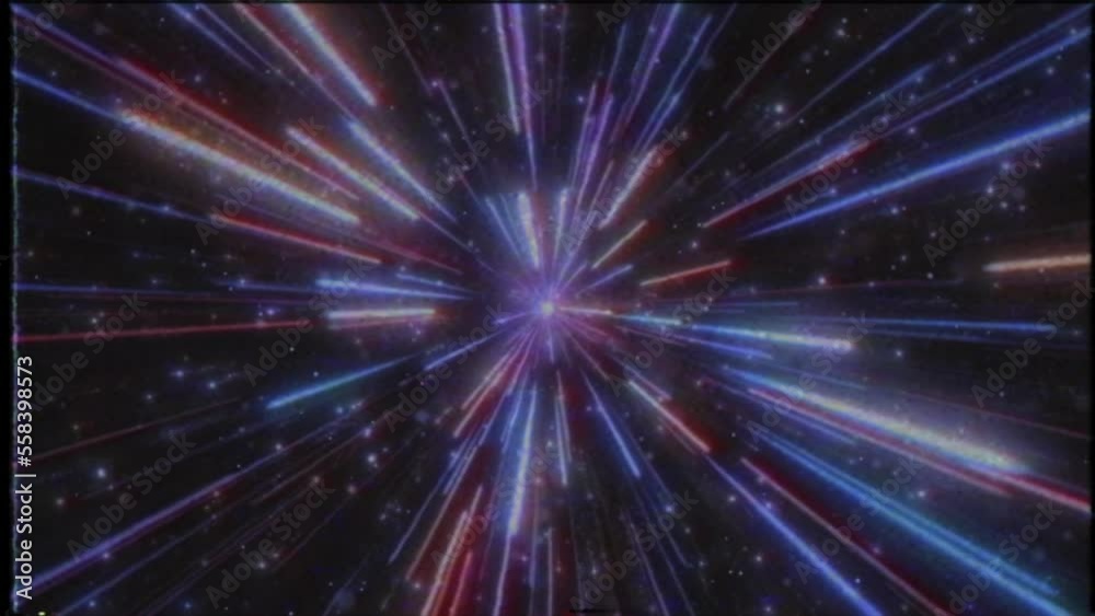 This is a stock motion graphic that shows neon rays in space in a retro 80s style.
