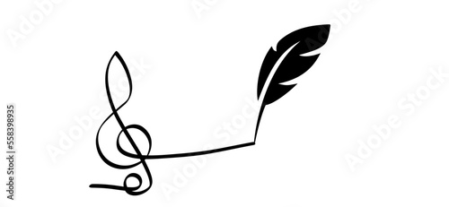 Cartoon drawing signature. feather pen or a fountain pen icon or symbol. Feather with ink. feather quill pen symbol. Line pattern. Musical note line pattern. Flat vector notes wave sign