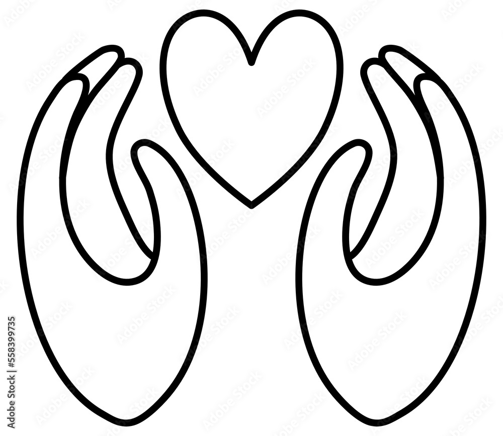 Valentine love heart hands doodle line art Valentine love heart hands doodle line art