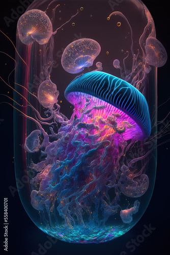 Radiant underwater jellyfish - aquatic life
