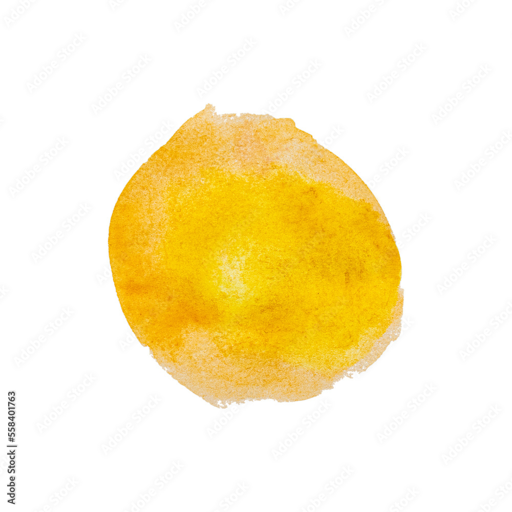 yellow watercolor circle on white background, smear of yellow watercolor paint, yellow watercolor circle on white background, smear of yellow watercolor paint,
