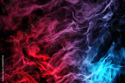 Multicolored red purple blue mist smoke. Abstract nebula 3d rendering