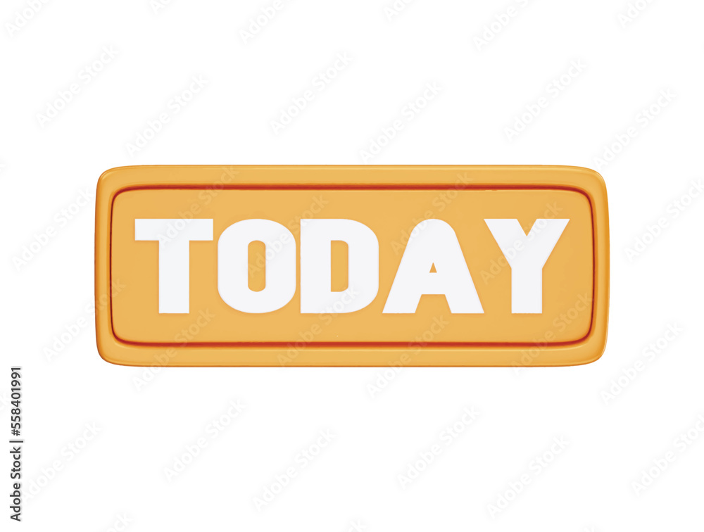 Today text with 3d vector icon cartoon minimal style illustration Today text with 3d vector icon cartoon minimal style illustration