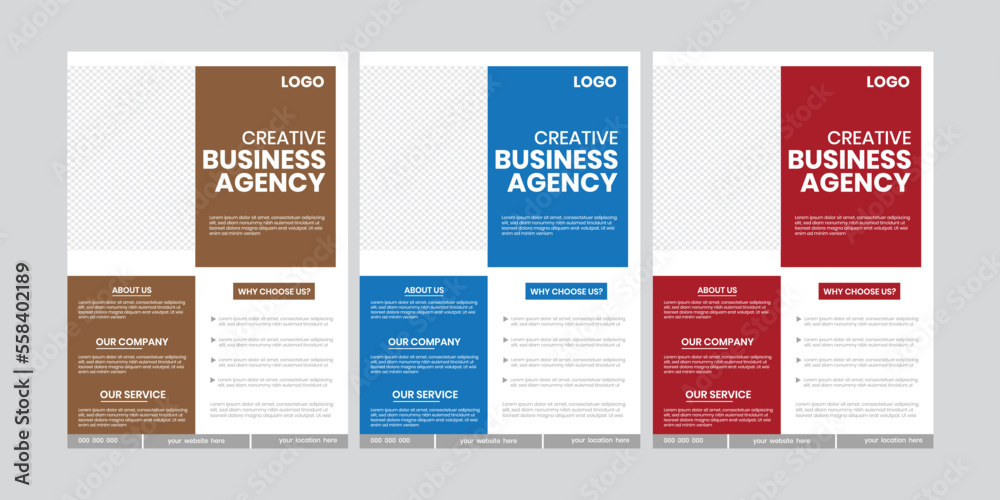 Creative business flier simple minimal with agency leaflet design. Promotional a4 size stationery, multipurpose, commercial 3 of cover page design