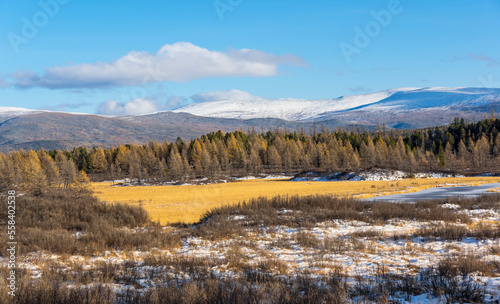 View of Ulagan Highlands in Altay mountains in the autumn