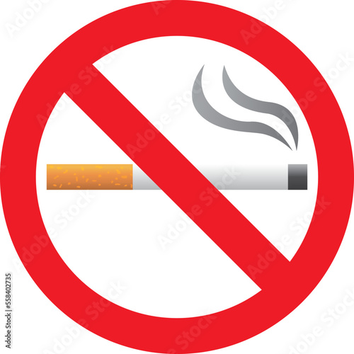 Stop smoking – quit smoking sign symbol. Real cigarette. Red vector illustration.	