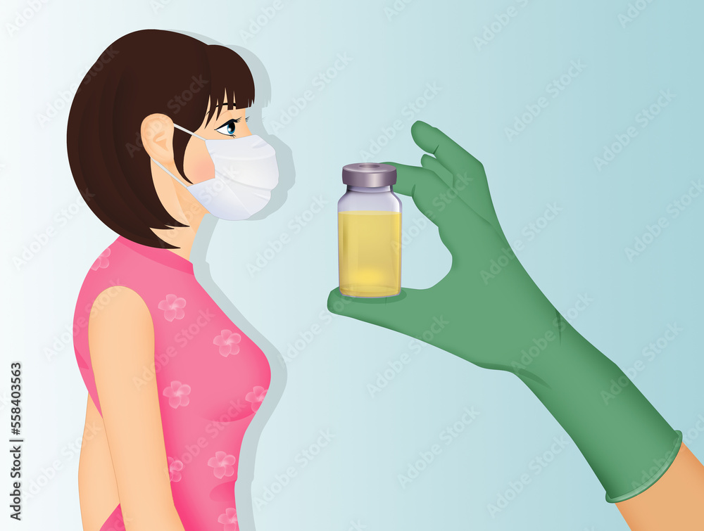 illustration of woman doing compulsory vaccination illustration of woman doing compulsory vaccination