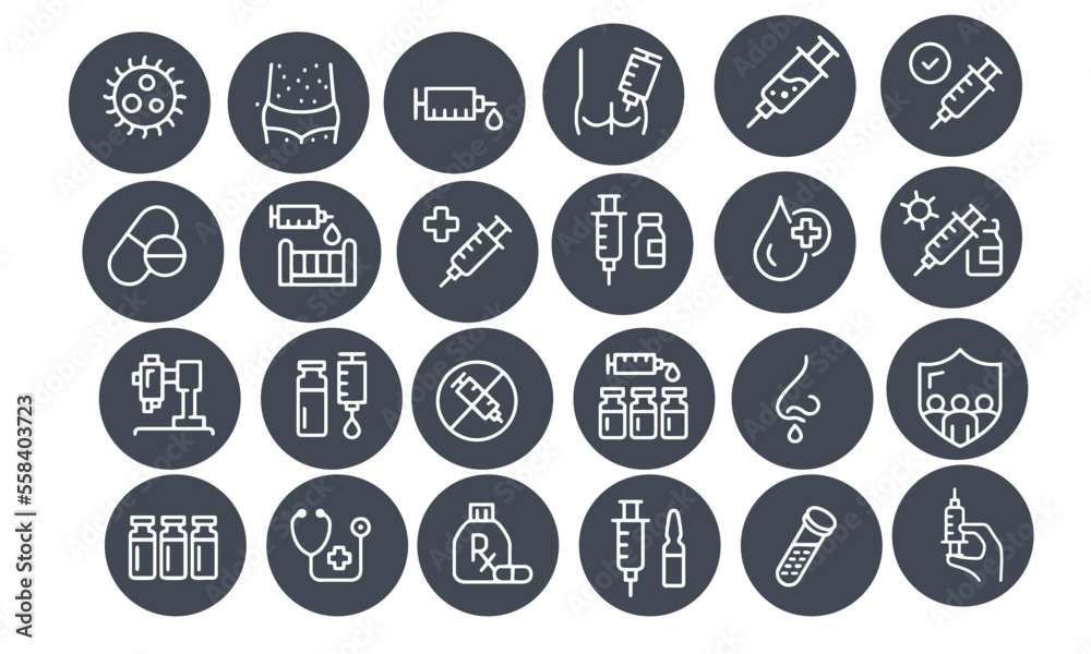  Vaccination icons set vector design
