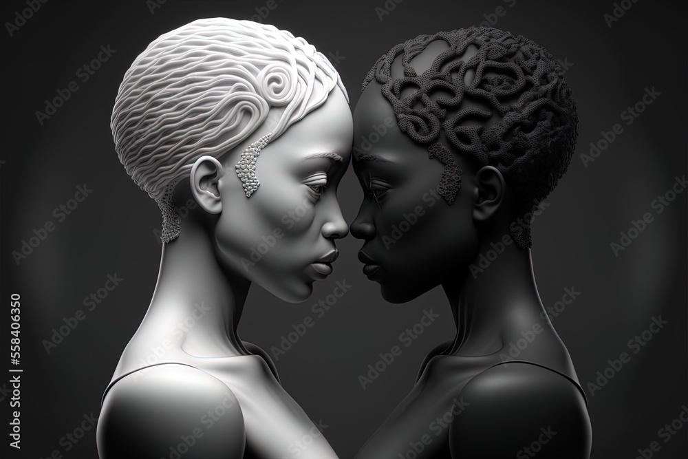 AI GENERATIVE velentine's day statues black and white