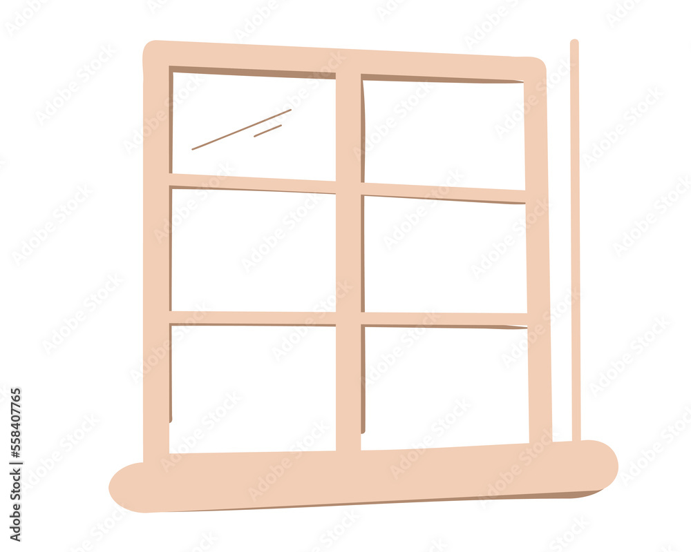 Window with wooden frame. Flat vector illustration Window with wooden frame. Flat vector illustration