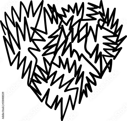 Fototapeta Naklejka Na Ścianę i Meble -  Hand drawn line art  in heart shape.